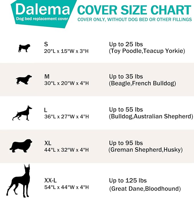 Dalema Dog Bed Cover,Waterproof Tough Plastic DIY Pet Bed Cover,Non Stick Hair Easy to Clean Rectangular Fillable Dog Bed Covers with Zipper(Black,54" L x 44" W x 4" Th,Cover Only)