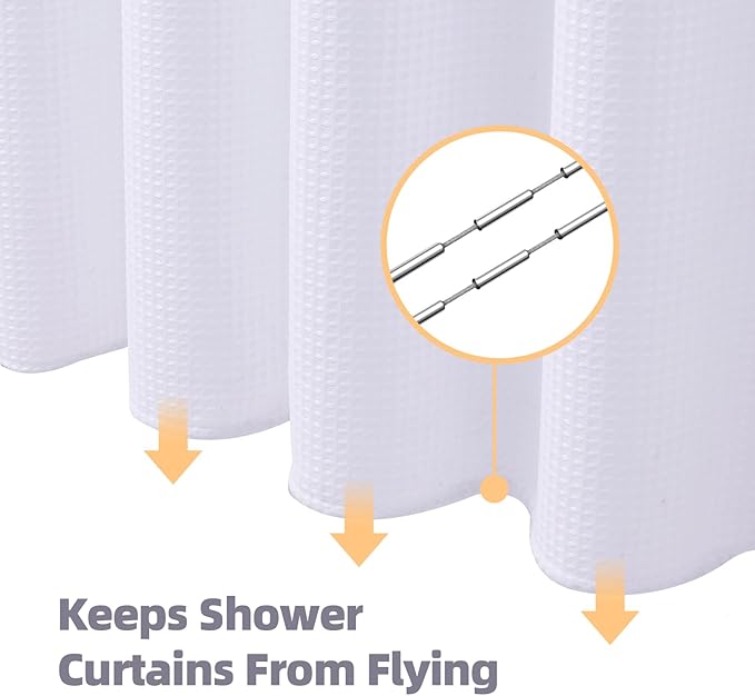 LaCyan 3-in-1 Waterproof Waffle Weave Shower Curtain Set 72x72, 258GSM Heavy Duty Fabric with Clear PEVA Liner (3 Magnets) & 12 Stainless Steel Double Hooks, Guest Bathroom & Airbnb Hotel Style