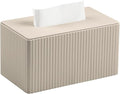 MEIBOOCH Extra Large Tissue Box Cover for Standard Size 180 to 230 Count Box of Tissues, PU Leather Rectangle Tissue Holder with Magnetic Closure (Beige)
