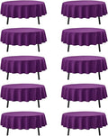 10-Pack Purple Round Tablecloths, 84 Inches, Stain-Resistant Polyester for 3-5 Ft Round Tables - Washable Table Covers for Weddings, Banquets, Birthday Parties, Events