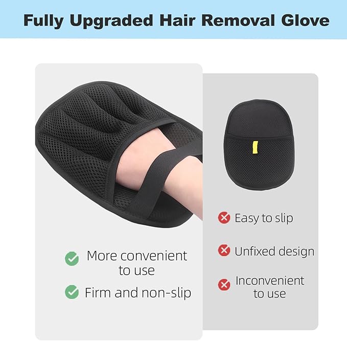 Kemodia 2 PCS Pet Hair Removal Glove, Reusable Electrostatic Cats & Dogs Hair Removal Tool for Couch, Furniture, Carpet, Car Seat, Clothes