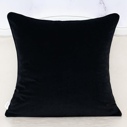 Alerfa Black Throw Pillow Cover 18x18 Inch, Square Cut Velvet Maple Leaf Embroidery Luxury Farmhosue Accent Decorative Pillow Cover for Couch Living Room Bedroom