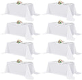 sancua White Table Cloths Rectangle, 8 Pack 90x132 Inch Tablecoths Rectangular for 6 Foot Tables - Washable Polyester Fabric Table Cover for Wedding, Birthday Party, Banquet Reception