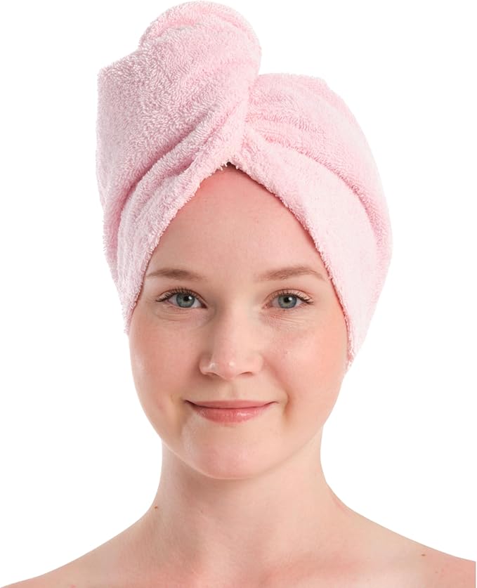 Seritaine Hair Towel Wrap for Women 2 Pack – 100% Turkish Cotton Turban for Wet Hair Quick Dry – Soft & Gentle Head Towel Cap– Soft and Absorbent Cotton - 10x26 inch