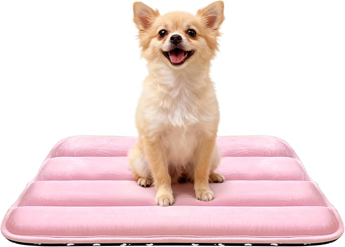 Fogkiss Dog Bed Mat, Reversible Dog Crate Pad with Washable Kennel Mat and Soft Foam, Flat Pet Bed for Dogs & Cats, for Crates Carriers & Travel (Pink, 23" L*14" W*1.5" Th)