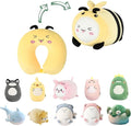 stocaggio Kids Travel Pillow - 2-in-1 Deformable Kids Neck Pillow for Traveling, Soft U-Shaped Pillow with Adorable Animal Design, Comfy Sleep and Play, Ideal for Airplane Traveling - Yellow Bee
