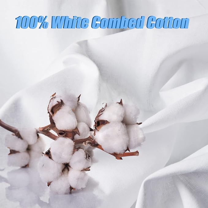 2 Yard White Cotton Fabric,Natural Cotton Poplin Fabric by The Yard, 59 Inches Wide 100% Cotton Fabric,Soft Embroidery Muslin Quilting Material for Sewing Material Apparel Cloth