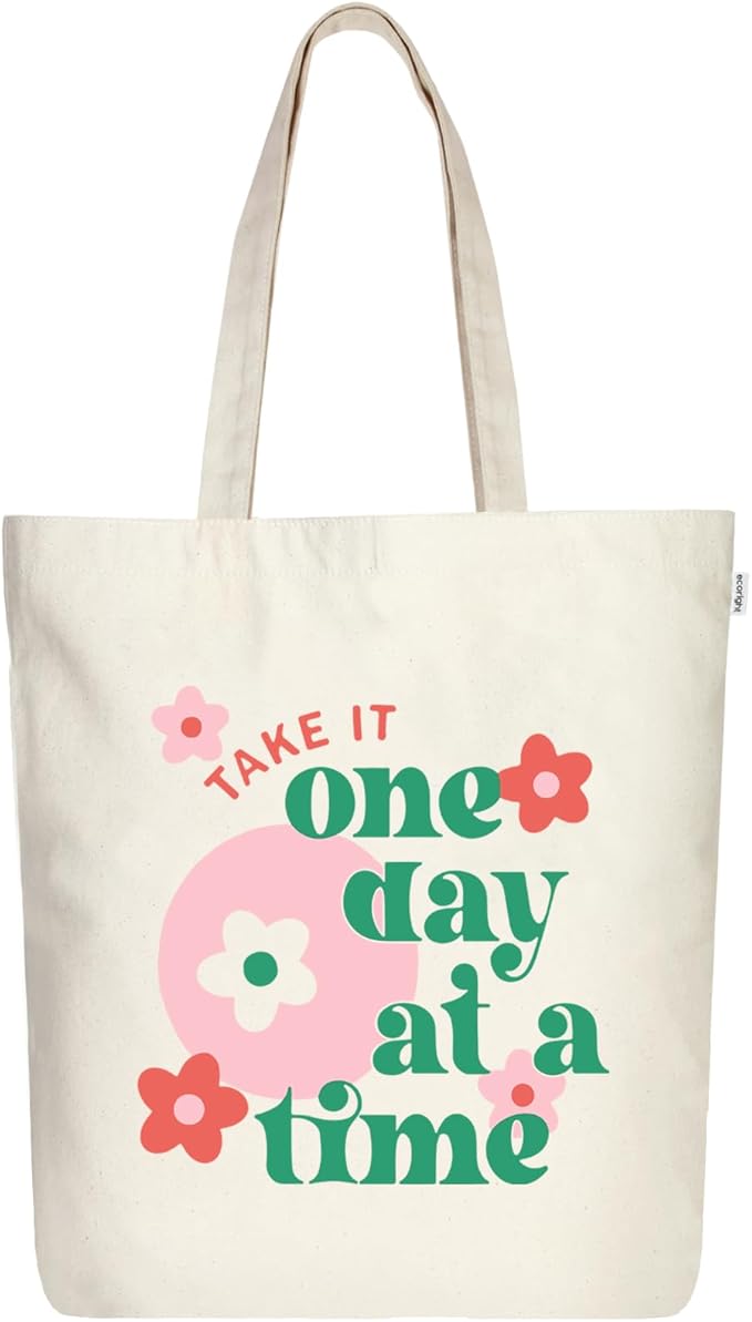 Ecoright Tote Bag for Women with Zipper, Small Tote Bag, Canvas Bag, Reusable Cotton Bag for Beach, Grocery, School & Work