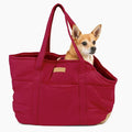 NoblePup Plush Dog Purse Carrier for Small Dogs, Soft Dog Tote Bag with Safety Harness Clip, Cozy Pet Carrier for Dogs Under 15 lbs, Comfortable Dog Shoulder Carrier for Travel, Red
