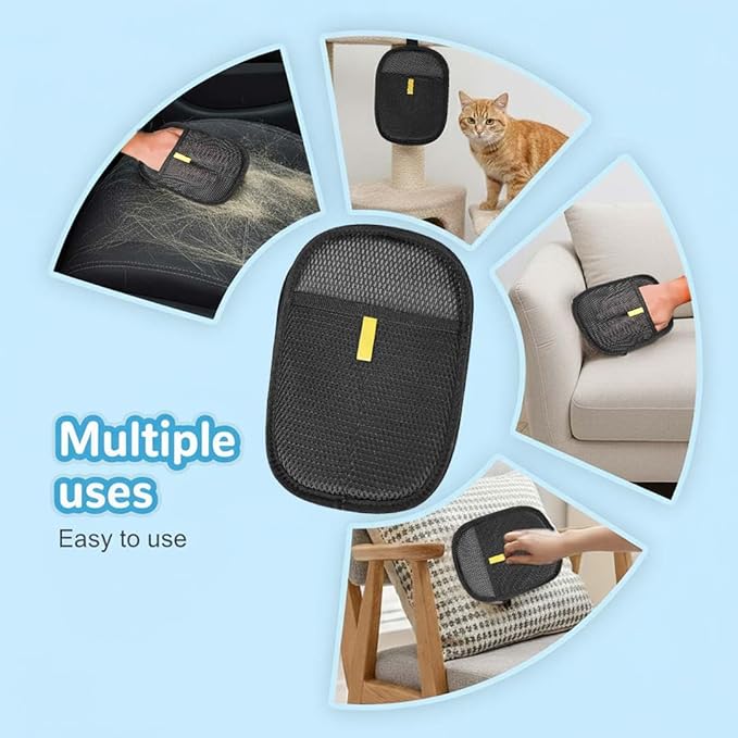 Janrie LLC Pet Hair Removal Glove, Reusable Electrostatic Hair Remover for Cat & Dog, Grooming Pet Hair Remover Tool for Clothing, Furniture, Bed Sheet, Couch, Carpet, Car Seat