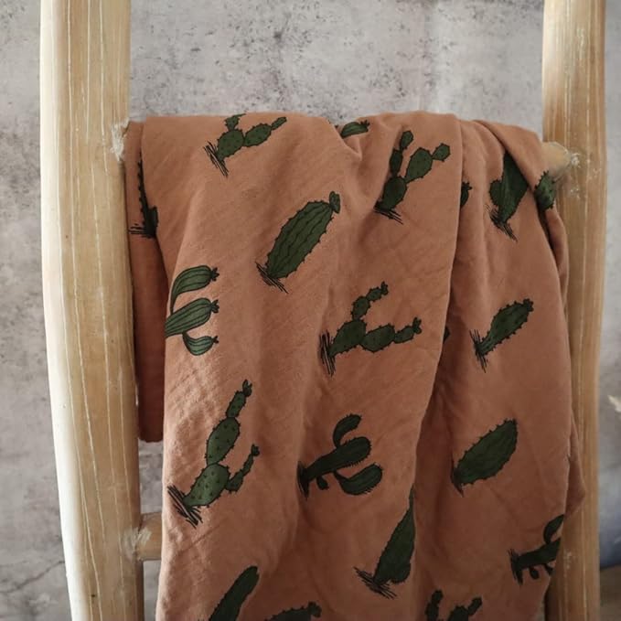 Leyl&Ari Muslin Swaddle Blanket 100% Organic Cotton Lightweight Receiving Wrap for Infant & Newborn (Cactus, 47X47)