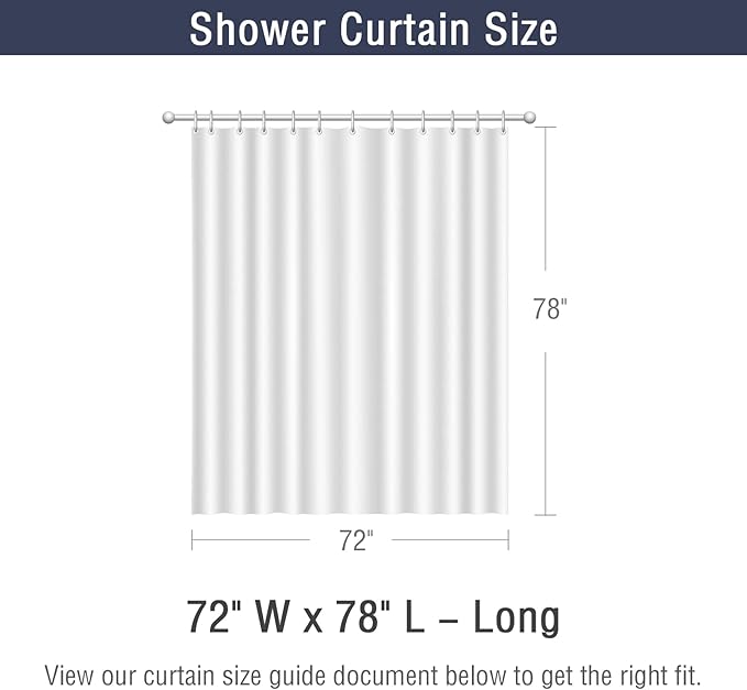 Gibelle Long Shower Curtain 72 x 78, Tall Grey Ombre Shower Curtain for Bathroom, Waffle Weave Fabric Shower Curtain Set with Hooks, Water Repellent, Machine Washable
