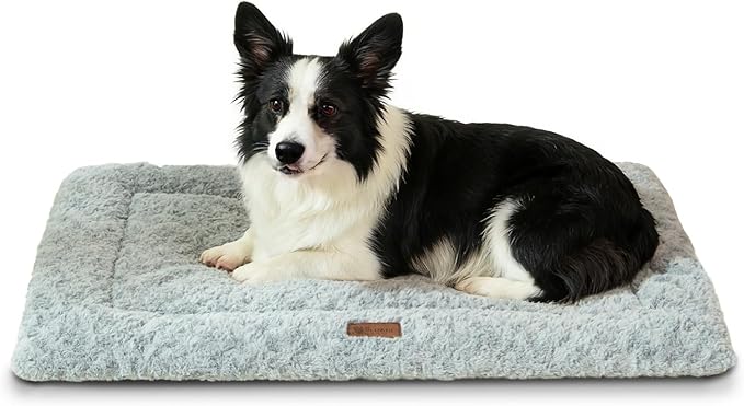Reversible Dog Bed Mat 41"x27" for Large Dogs - Supportive Double-Sided Crate Pad, All-Season Cooling & Warmth, Ultra Soft Machine Washable Pet Bed, Fits Most 42-Inch Kennels, Light Grey