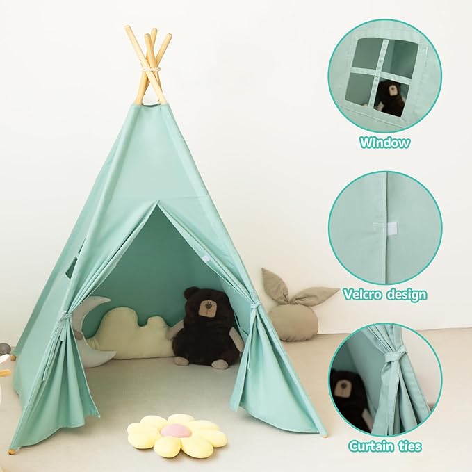 RongFa Teepee Tent for Kids-Portable Children Play Tent Indoor Outdoor (Green)