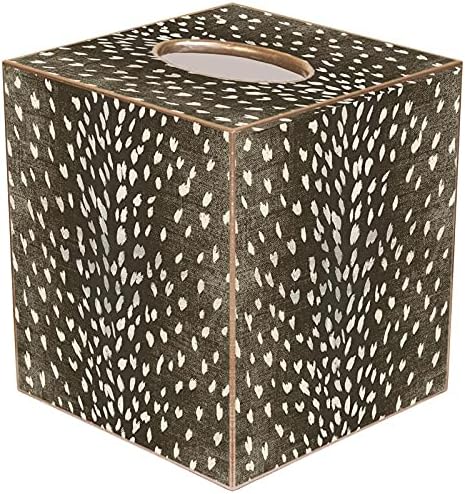 Marye-Kelley Tissue Box Cover Tissue Holder Square Cube Paper Mache Decorative Animal Print Antelope Brown 5 x 5 x 5.5 inches