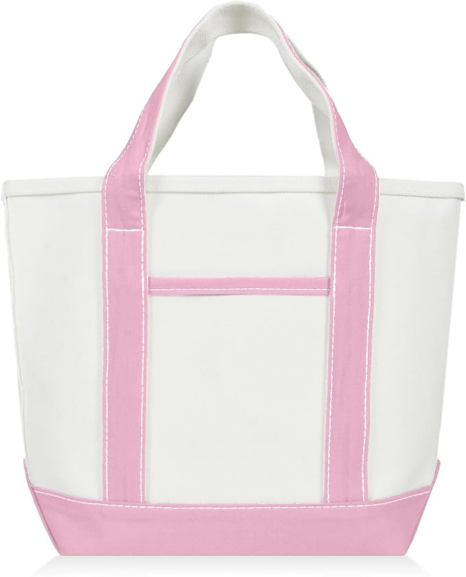 DALIX 14" Mini Small Cotton Canvas Party Favor Wedding Gift Tote Bag in Pink