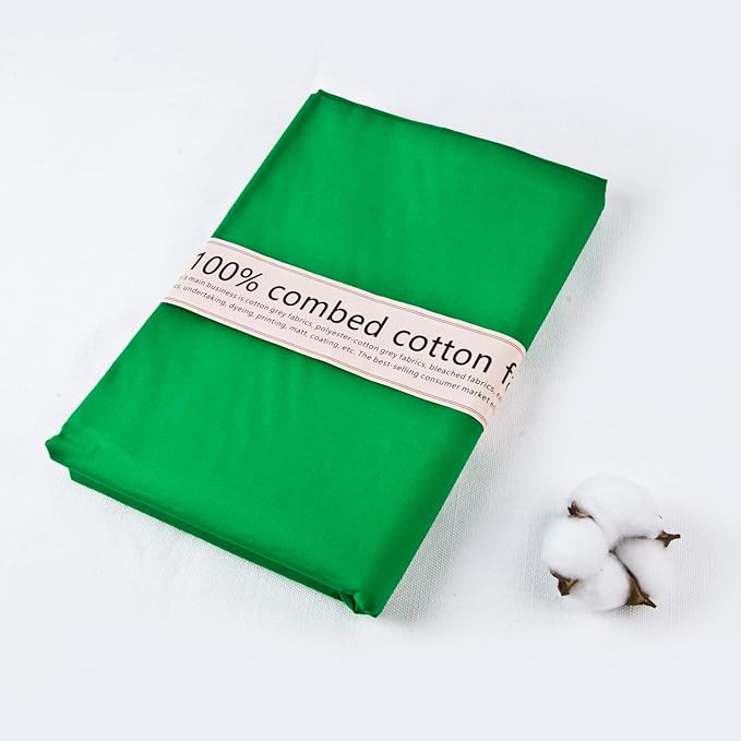 2 Yard Green Cotton Fabric,Natural Cotton Poplin Fabric by The Yard, 59 Inches Wide 100% Cotton Fabric,Soft Embroidery Muslin Quilting Material for Sewing Material Apparel Cloth