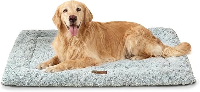 Reversible Dog Bed Mat for Large Dogs - Orthopedic Double-Sided Crate Pad, All-Season Cooling & Warmth, Ultra Soft Machine Washable Pet Bed, Fits 47x29 Inch Metal Kennel & Furniture, Light Gray