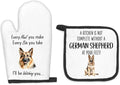 German Shepherd Gifts Dog Oven Mitts and Pot Holders Sets, German Shepherd Decor Kitchen Accessories Sets, Complete Without a German Shepherd Heat Resistant Oven Glove Potholders for Kitchen