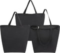 Segarty Canvas Tote, 3 Pack 20x15.7 Black Canvas Shopping Bags for Women, Reusable Natural Cotton Bag Aesthetic with Shoulder Strap, Bulk for DIY, Grocery Shopping, Beach, Travel，Gift