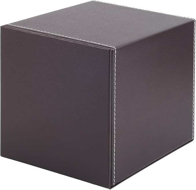 RHCSZ Stylish PU Leather Tissue Box Holder, Square Napkin Holder Pumping Paper Case Dispenser, Facial Tissue Holder with Magnetic Bottom for Home Office (Brown)