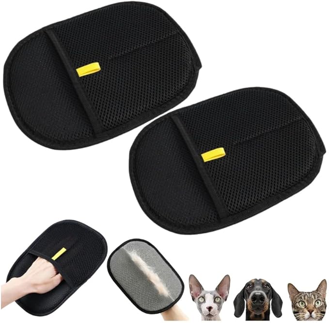 Pet Hair Remover Gloves (2 Pack) – Washable & Reusable Electrostatic Gloves for Dog & Cat Hair, Fits Clothing, Couch, Carpet & Car Seat, 9.45″ × 6.3″