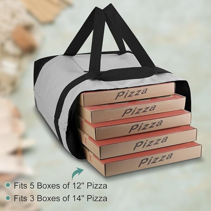 mosago Reusable Grocery Tote Bags, Insulated Cooler Shopping Bag for Women/Men, Pizza/Food Delivery Bags to Keep Food Hot/Cold for Uber Eats/Doordash/Grubub, Cooler Bag for Travel/Beach/Picnic, Grey