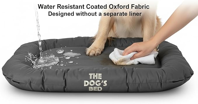 The Dog’s Bed Utility Waterproof Dog Bed, XXL, Grey – Extra Extra Large Outdoor Dog Bed for Giant Breeds, Durable Oxford Fabric, Tough YKK Zippers, Washable Removable Cover