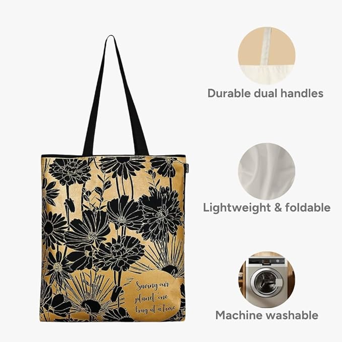 Eco Right Tote Bag for Women, Reusable Grocery Bag, Canvas Tote Bag for Shopping, Cotton Bag for Daily Use, Gifts for Women