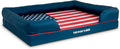 The Dog's Bed Replacement Outer Cover ONLY (Outer Cover ONLY) for The Dog's Bed, Washable Oxford Fabric, Extra Large (Blue with Red Piping USA Flag Embroidery & Centre Flag) Veterinary Approved
