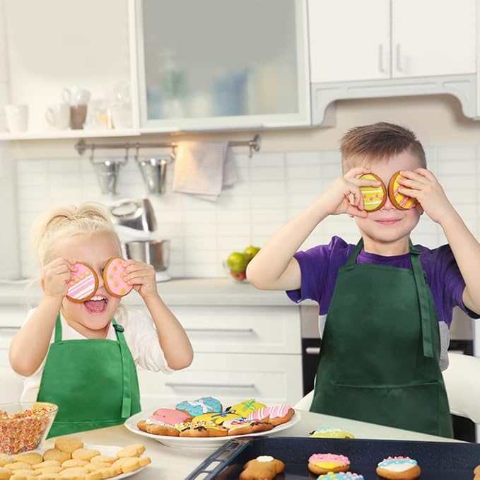 SINLAND Kids Apron with Pocket 2 Pack Children Chef Apron for Cooking Baking Painting