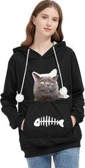 Gets Pet Cat Dog Pouch Hoodie Kitten Puppy Holder Carrier Long Sleeve Kangaroo Pocket Hoodie Unisex (Black,XXL)