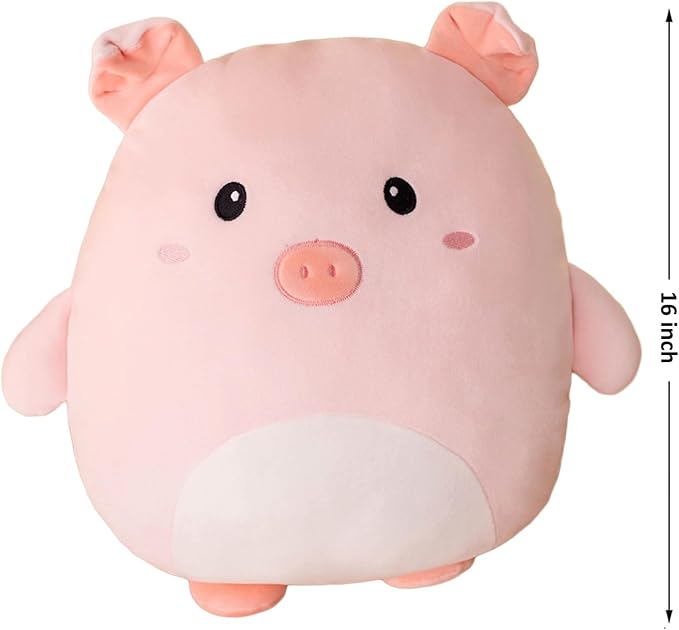 lannery Pig Plush Pillow, Cute Pink Pig Stuffed Animal Toy Soft Cartoon Animals Pig Plushies Hugging Pillow Gifts for Room Decor Birthday, 16 inch