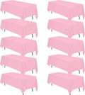 BRILLMAX 10 Pack Pink Tablecloths 70 x 120 Inch for 6ft or 8ft Rectangle Tables - Rectangular Bulk Linen Polyester Fabric Washable Cloth Cover for Wedding Reception Banquet Birthday Party
