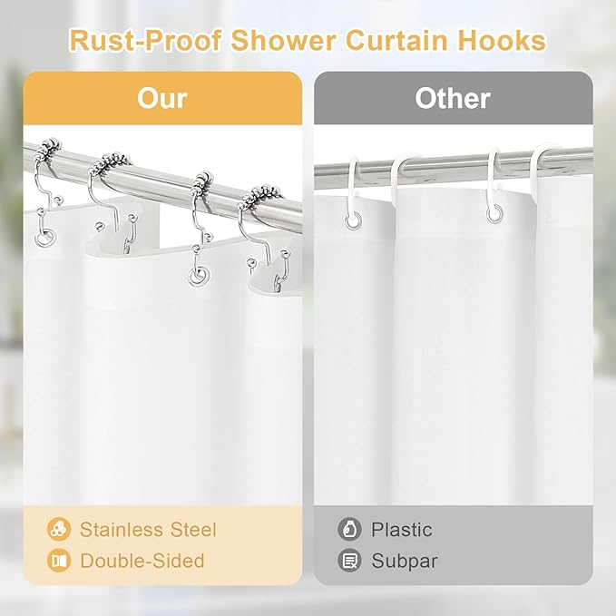 Craidlela 3 in 1 Stall Half Size Shower Curtain Set-36 W x 72 H, Teal Blue Waffle Waterproof Fabric and PEVA Liner Set with Stainless Steel Hooks