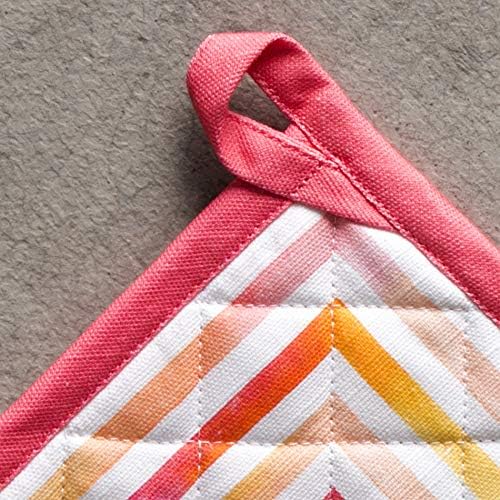 Maison d' Hermine Pot Holders 100% Cotton Heat Resistant Potholders 8" x 8" Hot Pads with Loop BBQ, Cooking, Baking, Grilling, Kitchen, Handling Hot Pans Spring/Summer (Pack of 1, Summer Maze)