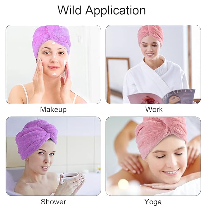 URAQT Microfiber Hair Towel Wrap for Woman, 3 Pack Hair Turbans for Wet Hair, Quick Dry Hair Turban for Drying Curly Long Thick Hair
