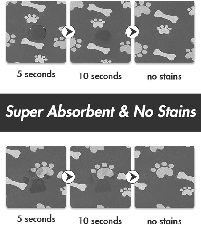 MontVoo Dog Food Mat-Pet Feeding Mat for Food and Water-No Stains Quick Dry Dispenser Cat Bowl Mat for Messy Drinkers(14"x22" Dark Grey)