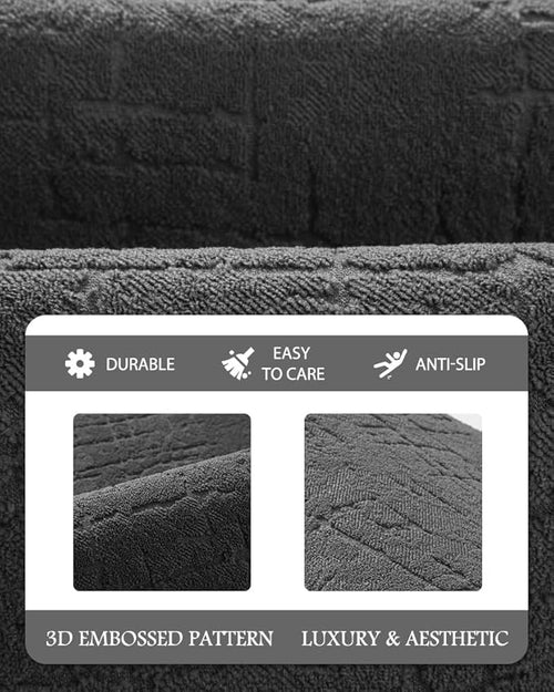 AMOAMI-Bath Mat-Absorbent Quick Dry Bathroom Floor Mats-Washable Rubber Backing Bath Mats for Bathroom Rugs Fit Under Door-Bath Rug for in Front of Sink Bathtub Shower Room, Dark Grey 17''x59''