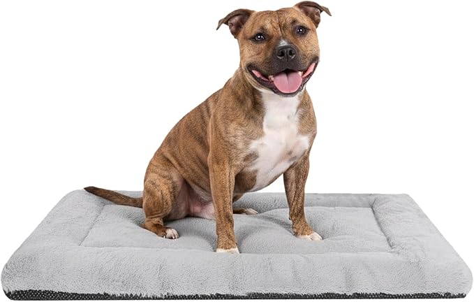 ZENGAOOU Dog Crate Pad 30 Inch, Washable Plush Crate Mat for Medium Dogs, Non Slip Kennel Pad for Metal Wire Crates, Cushioned Support for Indoor Use, Grey