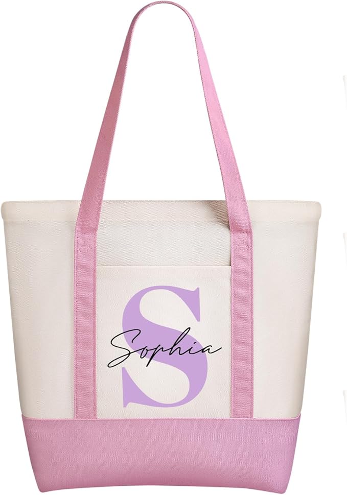 WACAR Custom Tote Bags with an External Pocket, Bulk Personalized Canvas Tote Bags, Reusable Grocery Bag for Beach, Daily Use