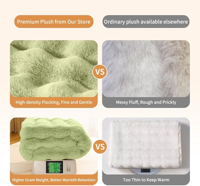 Cat Blanket for Indoor Cats Ultra Soft Plush Faux Fur Kitten Blankets Machine Washable Reversible Pet Throw Protector for Couch Furniture 21"X 18"Fruit Green
