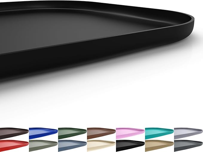 SMILOOL Silicone Pet Feeding Mat with Raised Edge for Food and Water, Dog Bowl Mats, Cat Bowls Placemat with High Lip for Floor Waterproof, Rubber Tray for Cats and Dogs 19 x 12 x0.7 Black