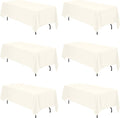 BRILLMAX 6 Pack Ivory Tablecloths 70 x 120 Inch for 6ft or 8ft Rectangle Tables - Rectangular Bulk Linen Polyester Fabric Washable Cloth Cover for Wedding Reception Banquet Birthday Party