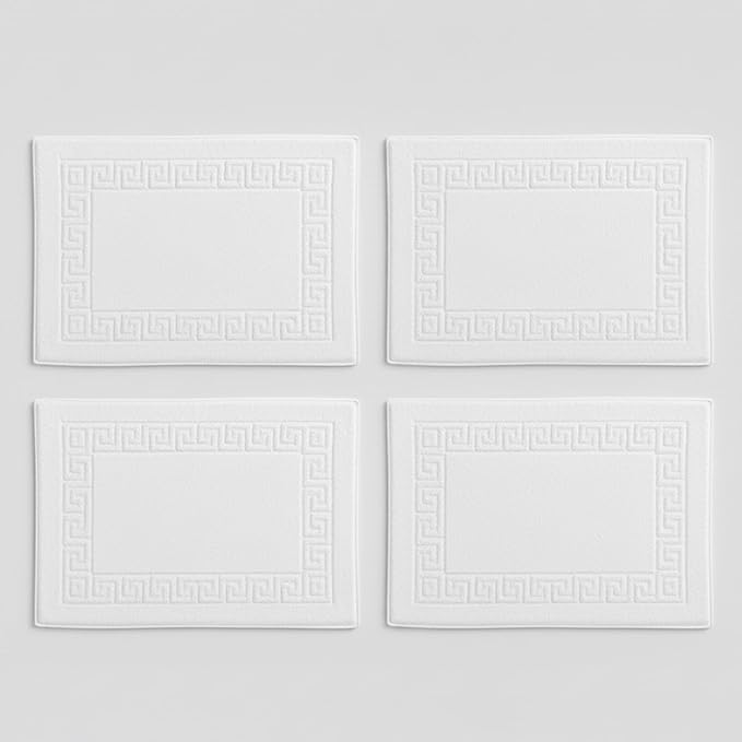 Peace Sleep Bedding Luxury Cotton Bath Mats Set of 4 – 20x32 Inches – 100% Ring-Spun Cotton, 650 GSM – Soft, Absorbent & Quick-Dry – Spa & Hotel Quality – Machine Washable – White