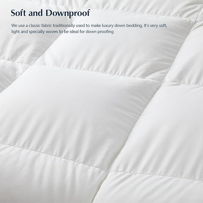 PACIFIC COAST Goose Down Fiber Comforters Oversized King Duvet Insert, All Season White Comforter, 3D Hidden-Stitch Baffle Box Design, 8 Tabs, Gifts for Women/Men, Extra Fluffy Luxury Duvet (116"x98")
