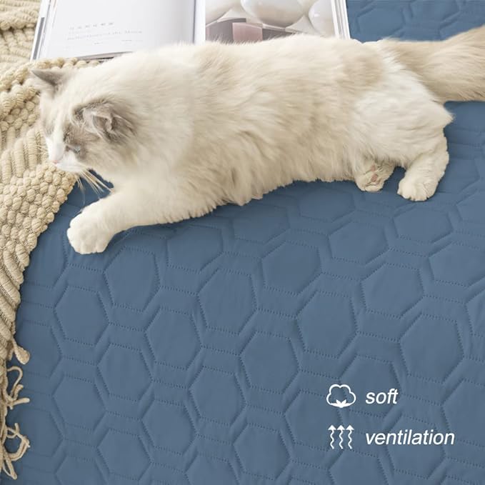 Tcksstex Waterproof and Non-Slip Dog Bed Cover and Pet Blanket Sofa Pet Bed Mat ，car Incontinence Mattress Protectors Furniture Couch Cover for Most Cats Dogs, Pets（52x82- Navy Blue）