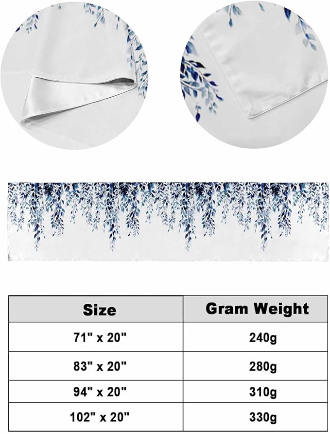 DecorLovee Blue Eucalyptus Bed Runners for Cal King Size Bed, Weeping Botanical Decorative Bed Throws for Foot of Bed, Leaf Watercolor Bed Runner Sofa Throw Bedding Scarf Slipcover for Bedroom