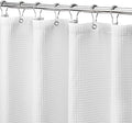 MISS SELECTEX Extra Wide Shower Curtain-180 Inch Wide Waffle Weave Weighted Thick Cloth Fabric Shower Curtain for Bathroom,Neutral Heavy Duty Hotel Bath Curtain,Water Repellent,Washable,180x72,White