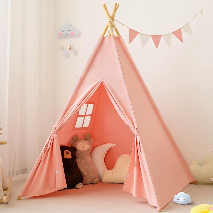 RongFa Teepee Tent for Kids-Portable Children Play Tent Indoor Outdoor (Pink)
